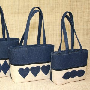 Sacs femmes, tissu jean's et motif