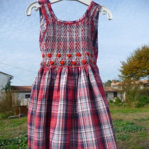 Robe en smock, avec tissu écossais